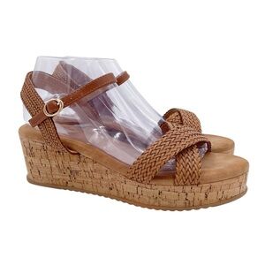 Patrizia by Spring Step Litzy Cork Wedge Sandals Size 11 Braided Faux Leather